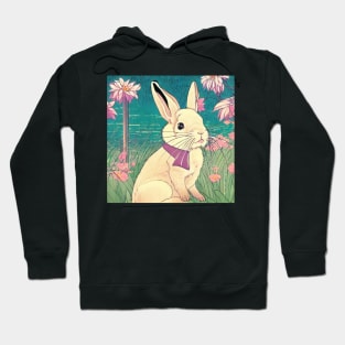 Flowers of Lotus with Cute Bunny Rabbit Vintage Cottagecore Animal Pet Hoodie